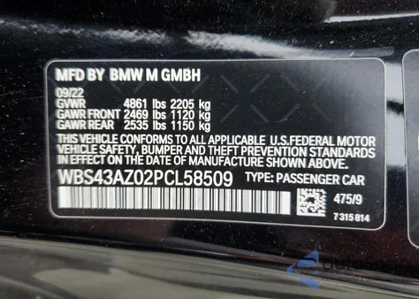 2023 BMW M4 Competition z USA, uszkodzony, nr VIN WBS43AZ02PCL58509